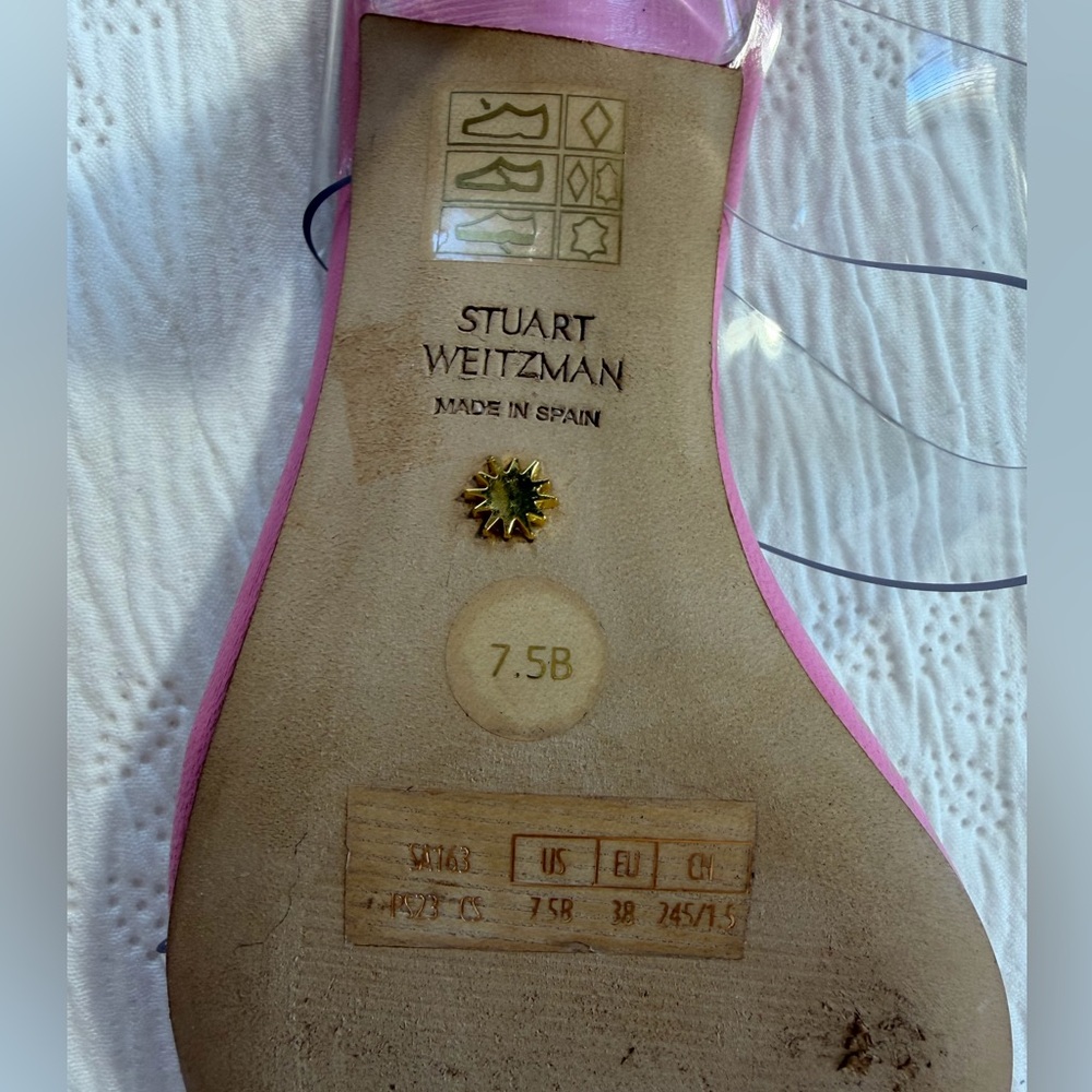 Stuart Weitzman Heels Shoes Sandals pink clear size 7.5 - Picture 11 of 12